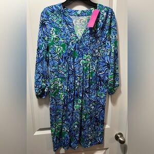 Lilly Pulitzer Blue and Green Floral Dress